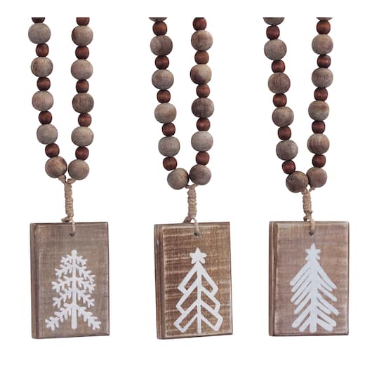 13&#x22; Wooden Tree Plaque Ornament Set